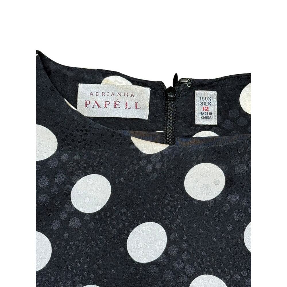 Adrianna Papell Vintage 80s 100% Silk Polka Dot Dress Large - Picture 7 of 10